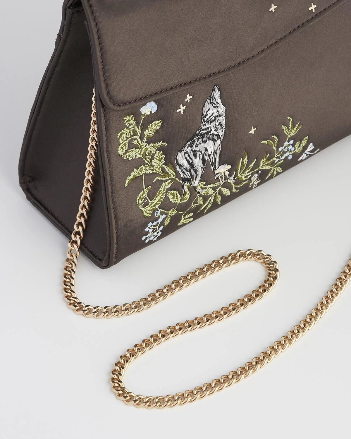 Sac en satin brodé Loup & Lune - La Muchette