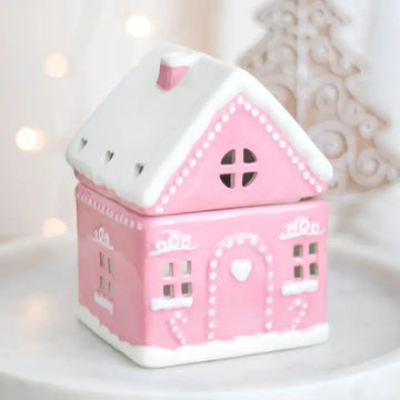 Brûle encens de Noël - Maison en pain d'épice rose