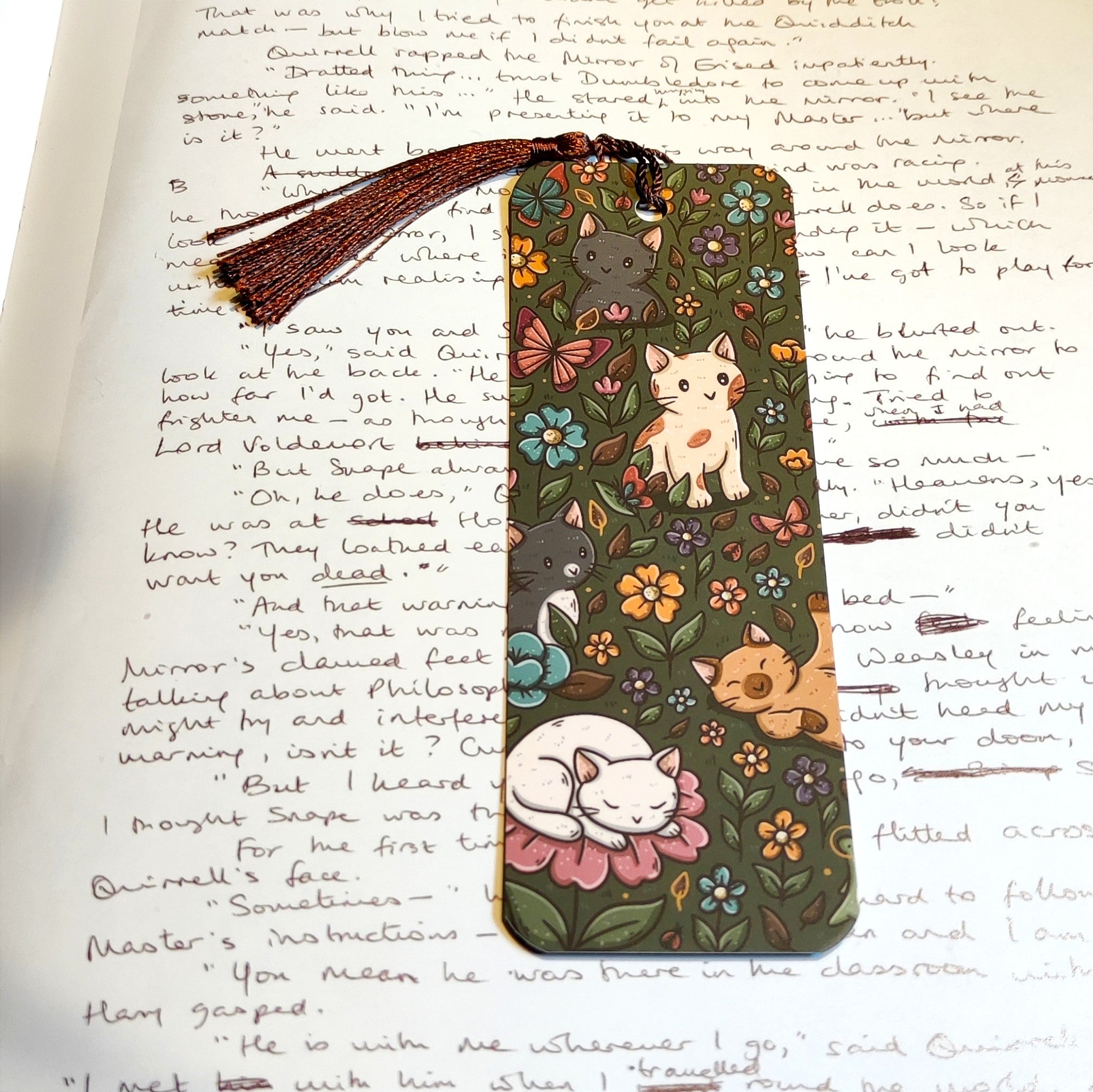 Marque-page Chats et Fleurs