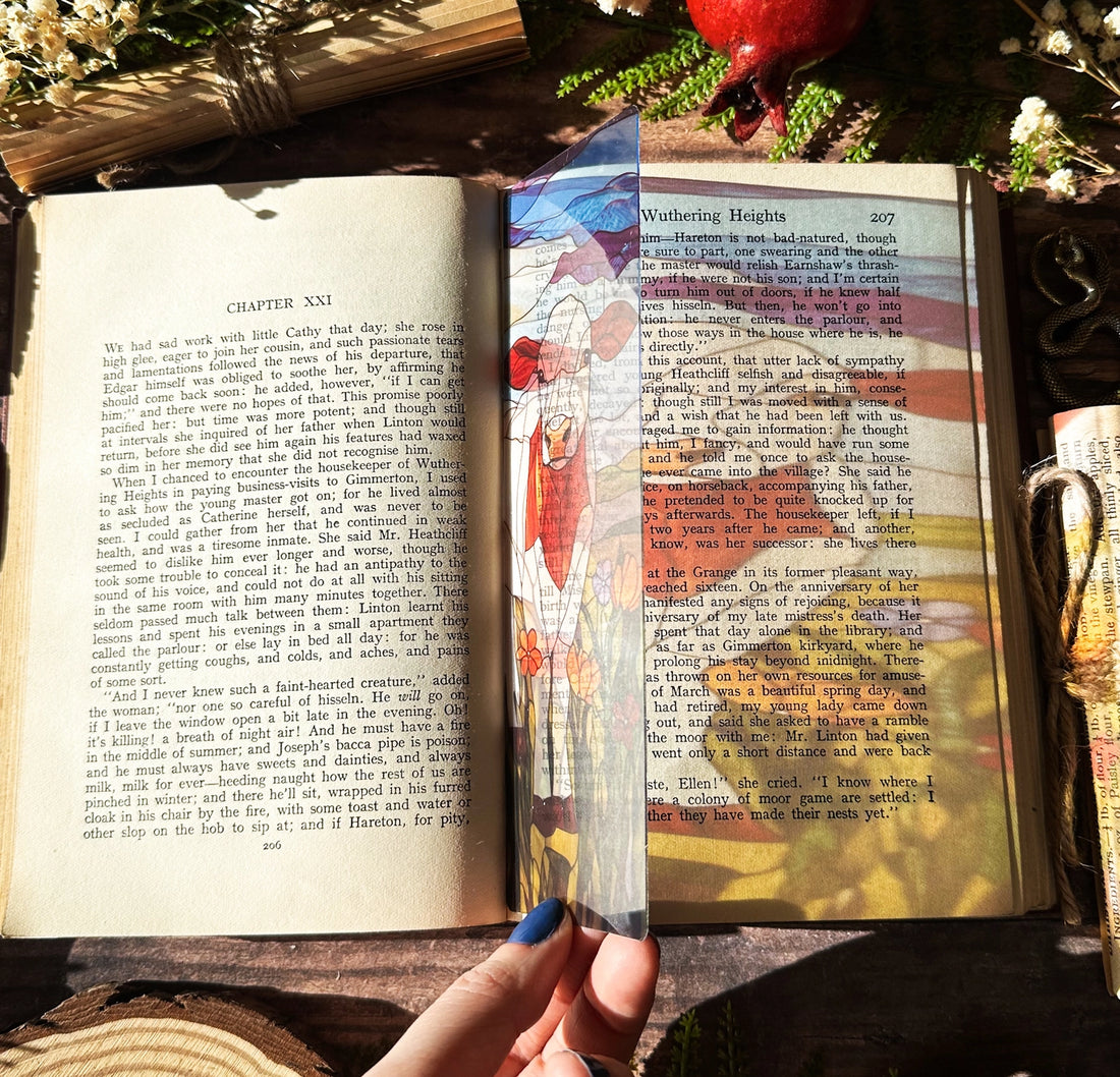 Marque-page Vitrail - Vache et fleurs