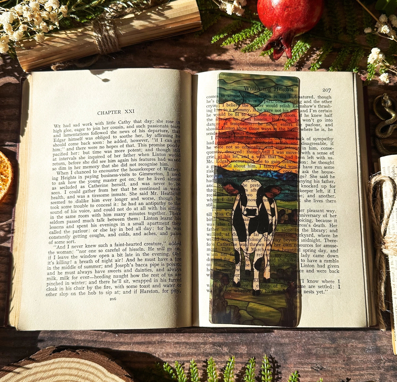 Marque-page Vitrail - Vache au soleil couchant