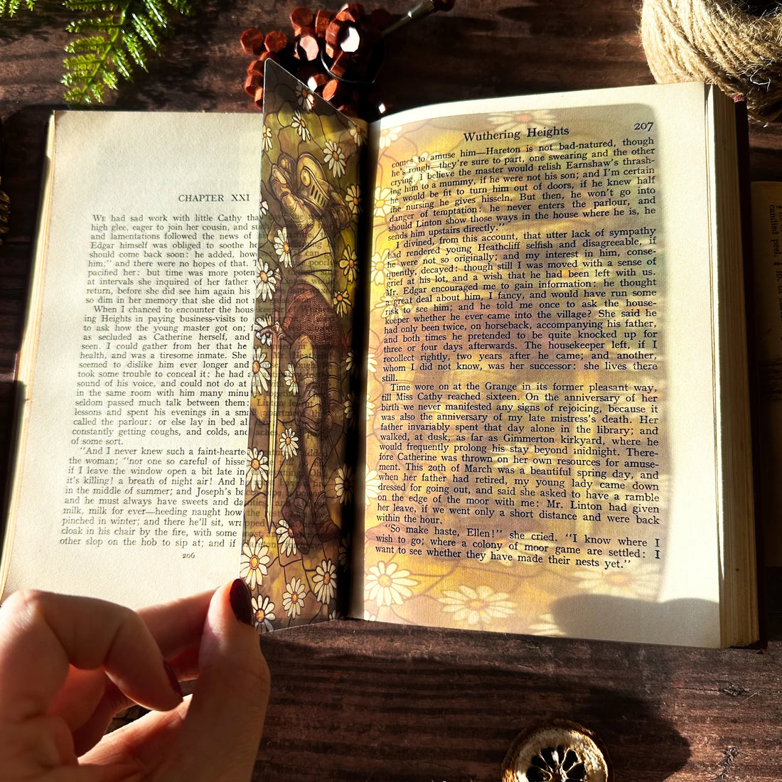 Marque-page Vitrail - Chevalier et marguerites