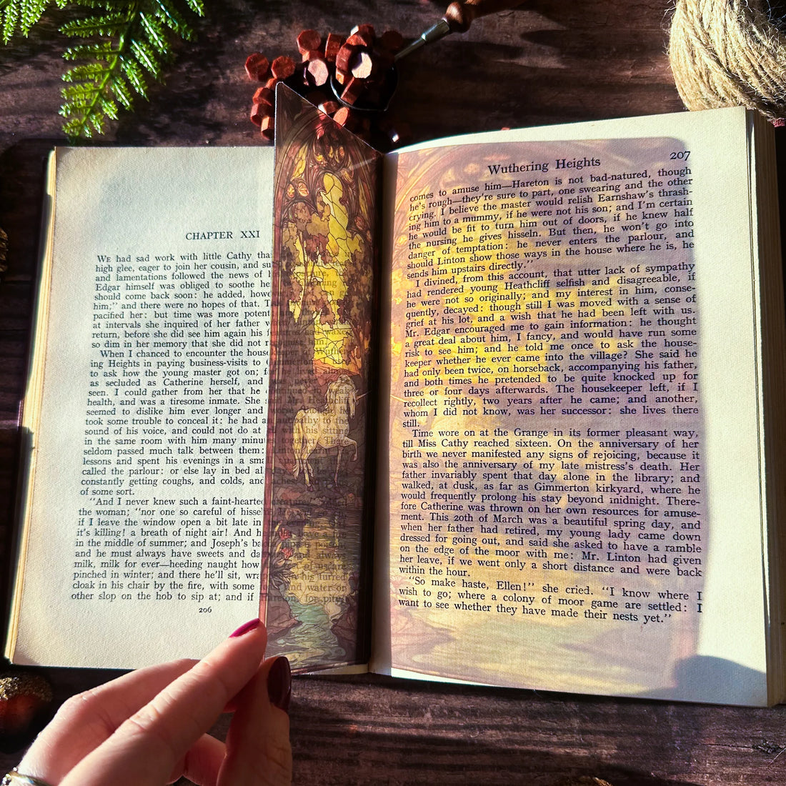 Marque-page Vitrail - Licorne au soleil couchant