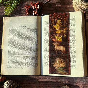 Marque-page Vitrail - Licorne au soleil couchant