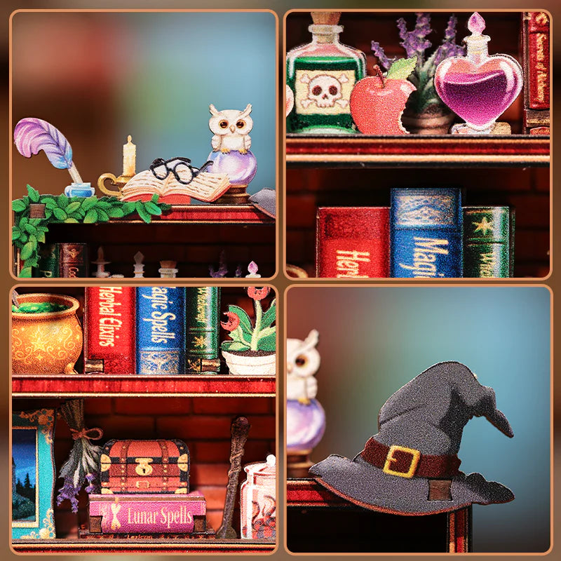 Mini Booknook Magnet - Bibliothèque Magique