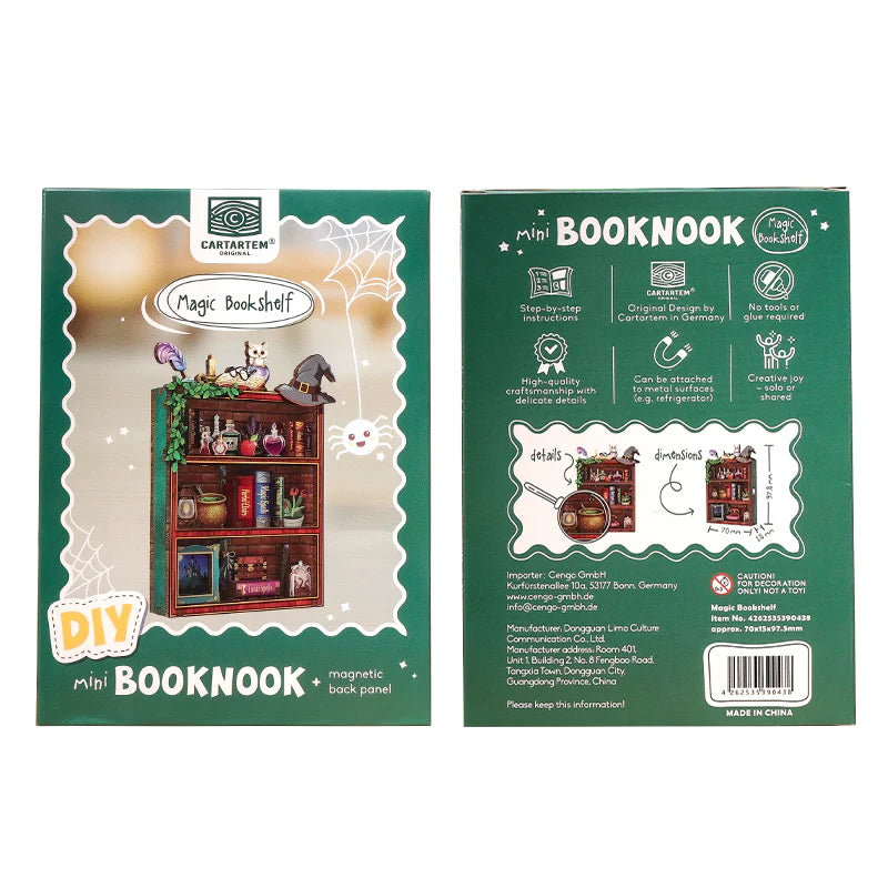 Mini Booknook Magnet - Bibliothèque Magique