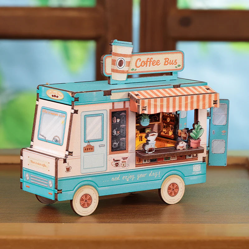 Mini Booknook Magnet - Café Bus