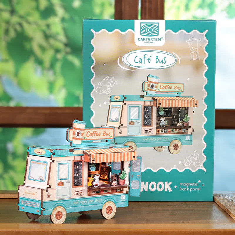 Mini Booknook Magnet - Café Bus