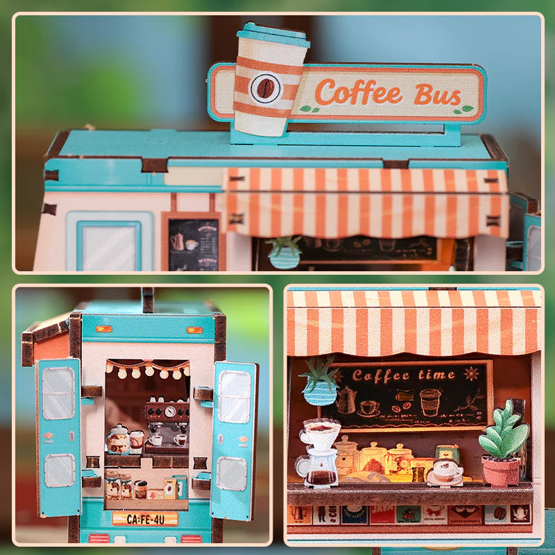 Mini Booknook Magnet - Café Bus