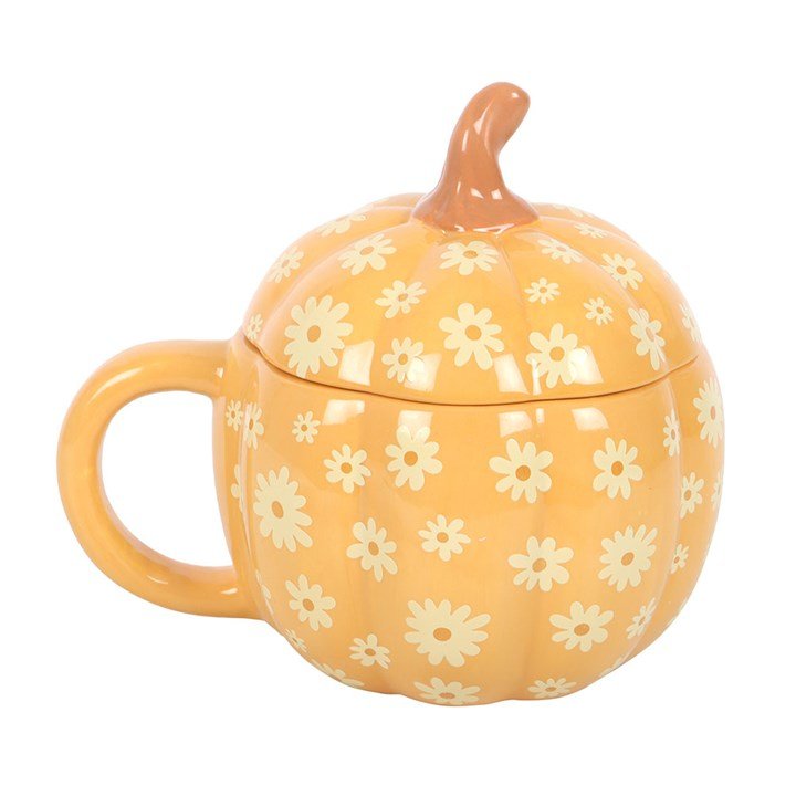 Mug et couvercle - Citrouille fleurie - La Muchette