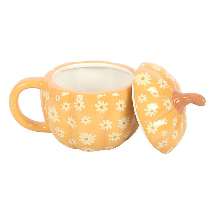 Mug et couvercle - Citrouille fleurie - La Muchette