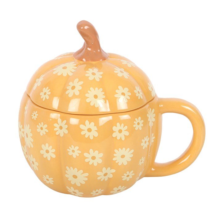 Mug et couvercle - Citrouille fleurie - La Muchette