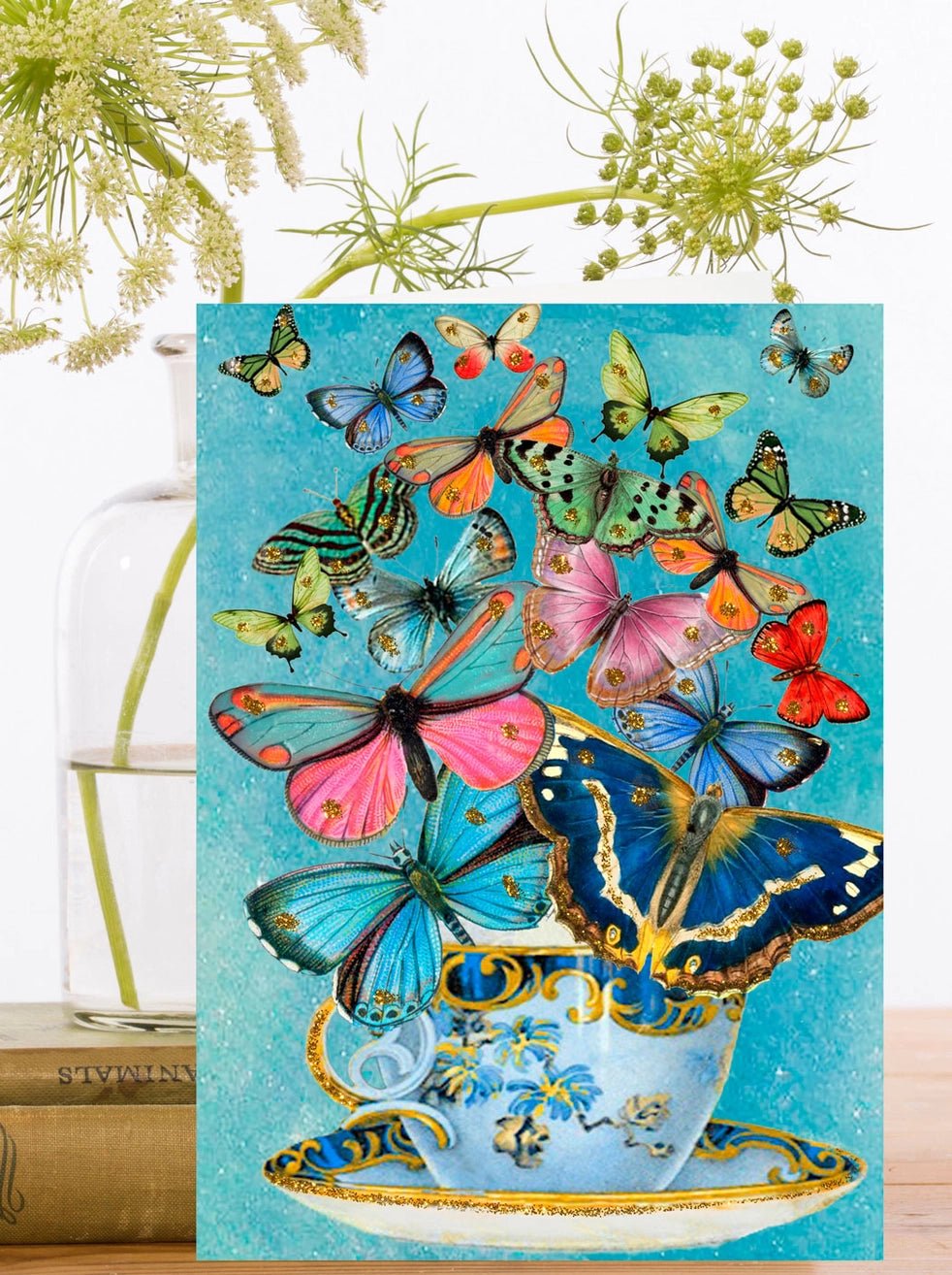 Carte de vœux pailletée - Papillons - La Muchette