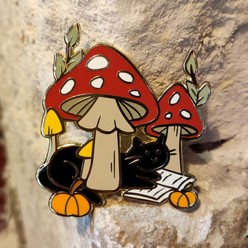 Pin's - Chat Noir et Champignons