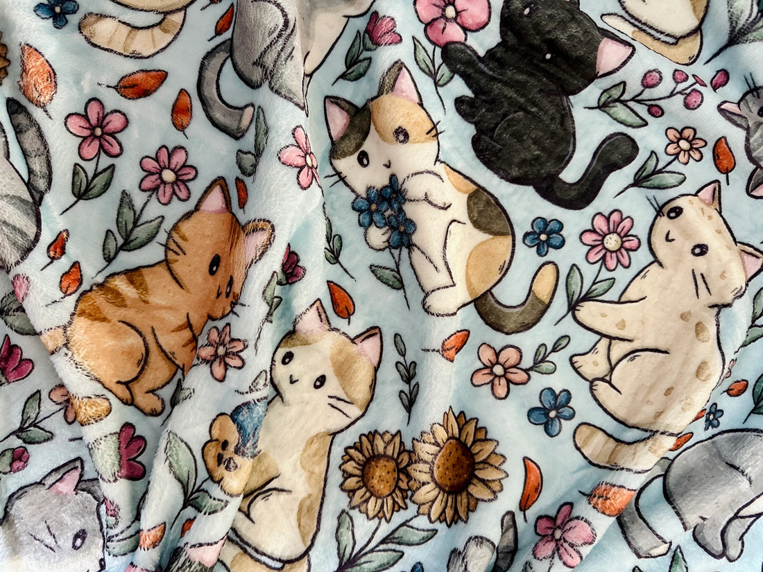 Plaid Chats et Fleurs