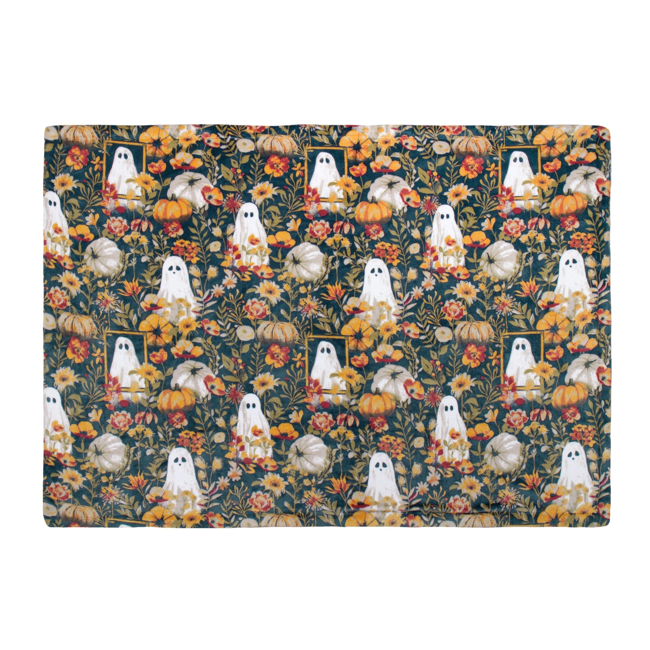Plaid fluffy - Fantôme Fleurs et Citrouilles
