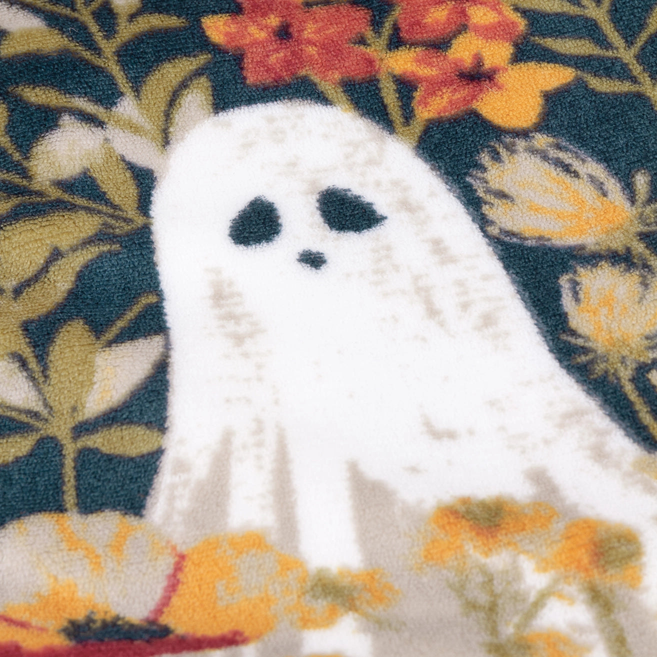 Plaid fluffy - Fantôme Fleurs et Citrouilles
