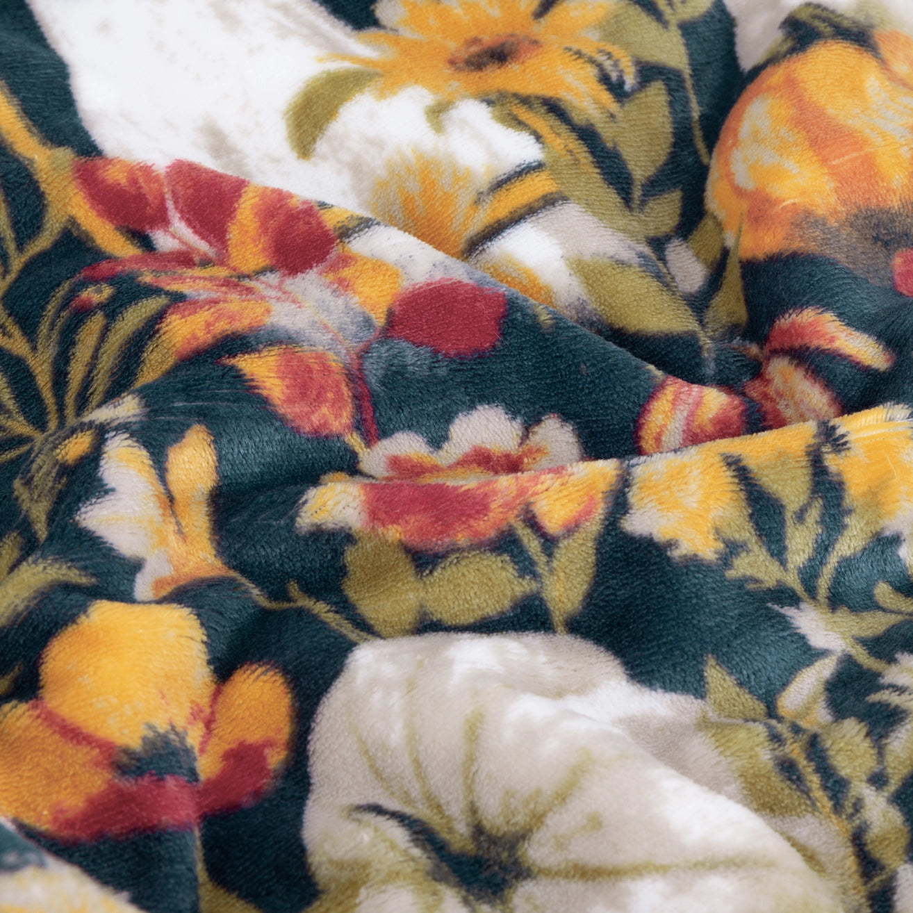 Plaid fluffy - Fantôme Fleurs et Citrouilles