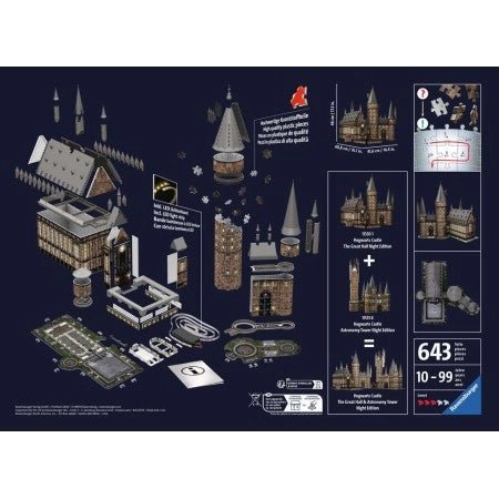 Puzzle 3D Château de Poudlard : Grande Salle - Night Edition (643 pièces) - La Muchette