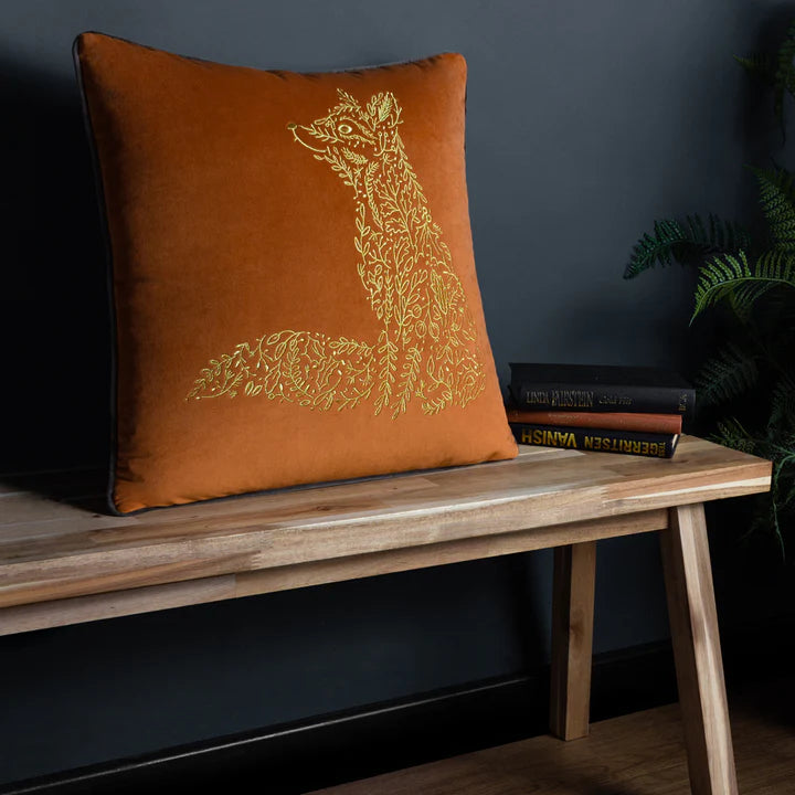 Housse de coussin en velours - Renard doré