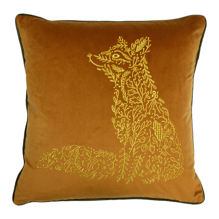 Housse de coussin en velours - Renard doré