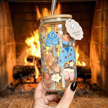 Bouteille avec paille - Hiver Cosy