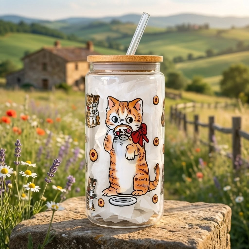 Bouteille avec paille - Goûter pour Chats