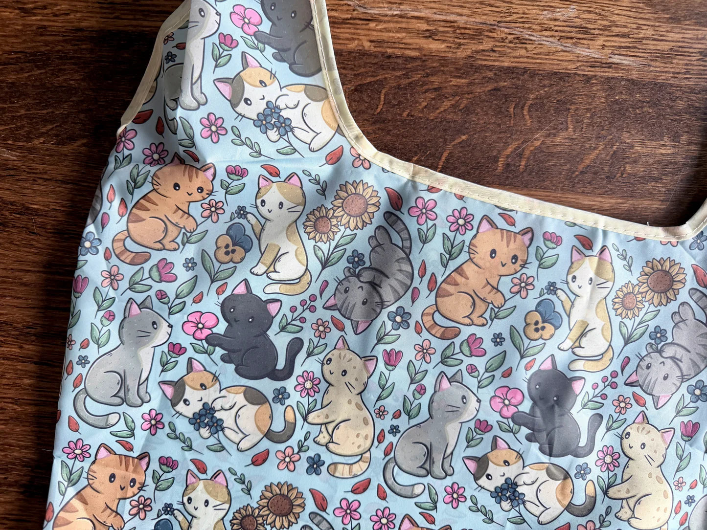 Sac shopping pliable - Chats et Fleurs