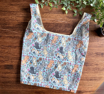 Sac shopping pliable - Chats et Fleurs