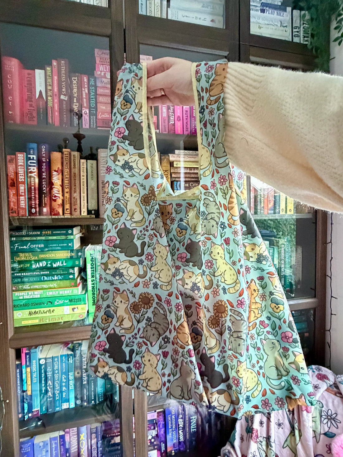 Sac shopping pliable - Chats et Fleurs