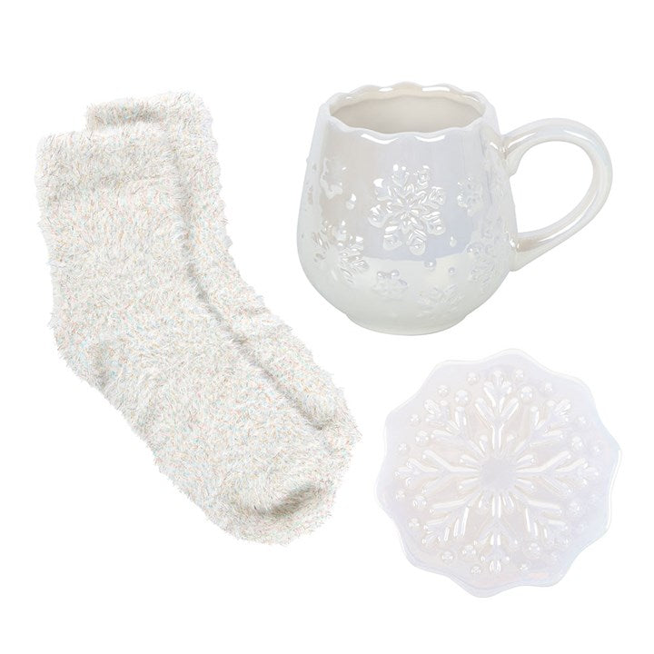 Set Mug Flocon avec chaussettes et soucoupe