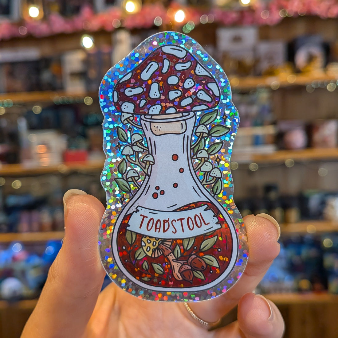 Sticker scintillant - Potion magique Champignon - La Muchette