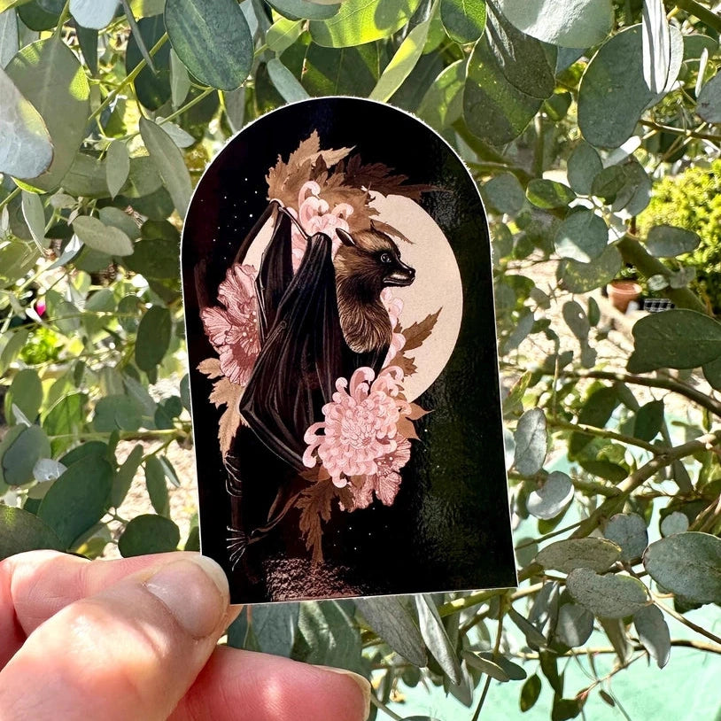 Sticker Chauve-souris et pivoines