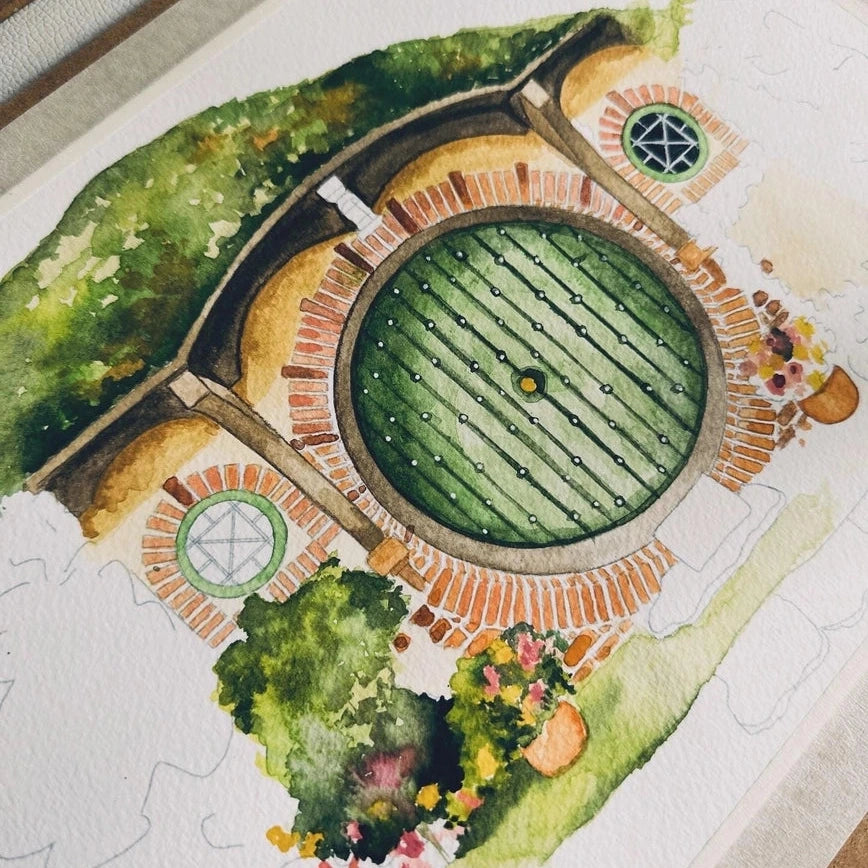Sticker Trou de hobbit Aquarelle