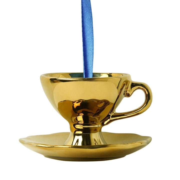 Décoration De Noël - Tasse À Thé Dorée - La Muchette