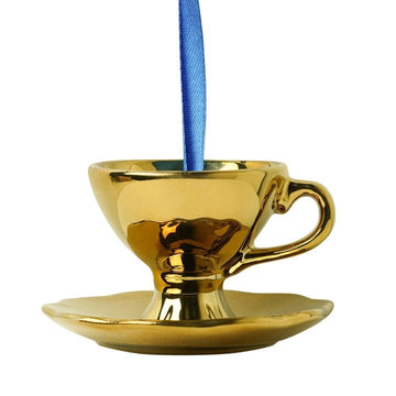 Décoration De Noël - Tasse À Thé Dorée - La Muchette