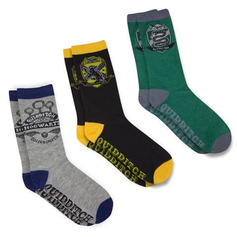 Lot 3 paires de Chaussettes QUIDDITCH HOGWARTS taille Unique - D - La Muchette